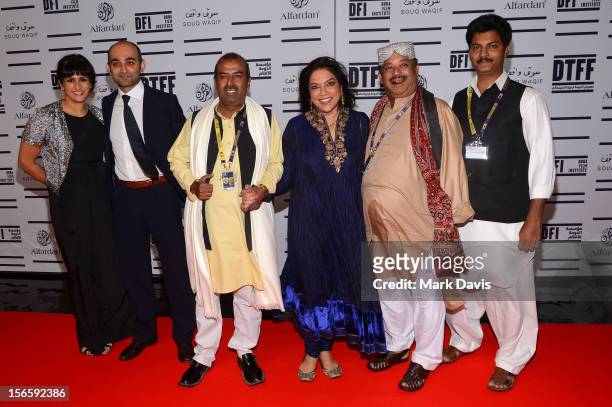 Screenwriter Ami Boghani, novellist Mohsin Hamid, Abu Muhammad, director Mira Nair, Fariduddin Ayaz and guest attend the opening night ceremony and...