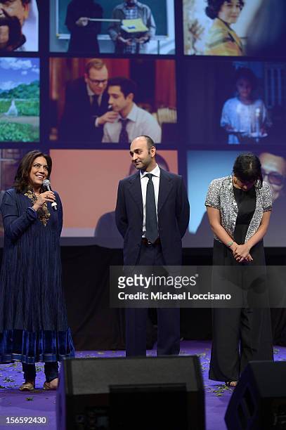 Screenwriter Ami Boghani, filmmaker Mira Nair and Novellist Mohsin Hamid speak at the opening night ceremony and gala screening of "The Reluctant...