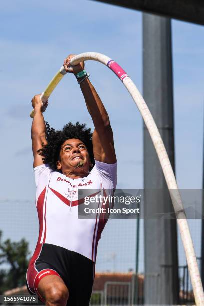 Isack PALATS competes in the pole jump during the French National Championships 2023 on July 30, 2023 in Albi, France.