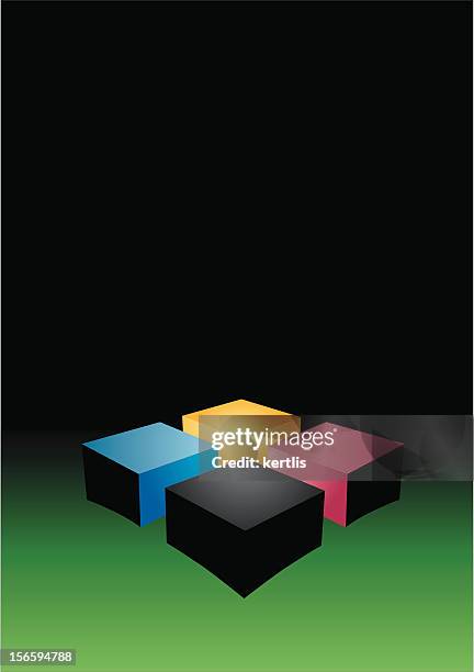 cubes on a surface - four quadrants stock illustrations