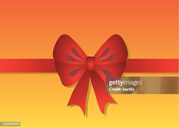 red bow - gift box orange bow stock illustrations
