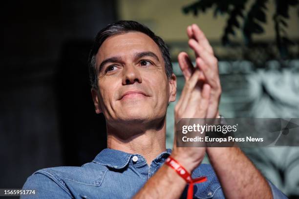 The President of the Government of Spain and Secretary General of the PSOE, Pedro Sanchez, thanks his voters for the results obtained on election day...