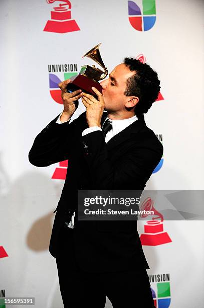 Singer Fonseca arrives at the press room for the 13th annual Latin GRAMMY Awards held at the Mandalay Bay Events Center on November 15, 2012 in Las...