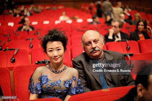 Prospettive Italia Jury member Zhao Tao and Babak Karimi attend the Awards Ceremony at the 7th Rome Film Festival at Auditorium Parco Della Musica on...