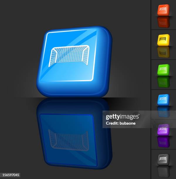 soccer goal net 3d button design - goal post vector stock illustrations