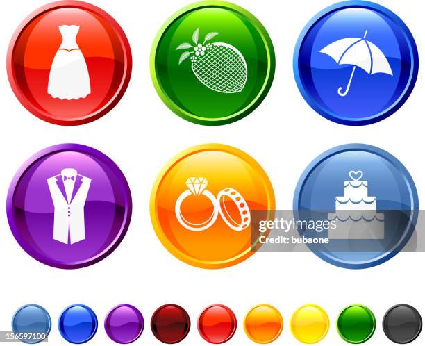 wedding day six royalty free vector icon set - wedding rings white background stock illustrations