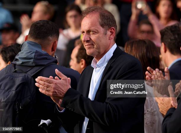 Tour de France Director Christian Prudhomme during the podium ceremony following stage twenty-one, last and final stage of the 110th Tour de France...