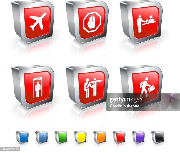 stockillustraties, clipart, cartoons en iconen met airport travel 3d vector icon set with metal rim - schatzoeken