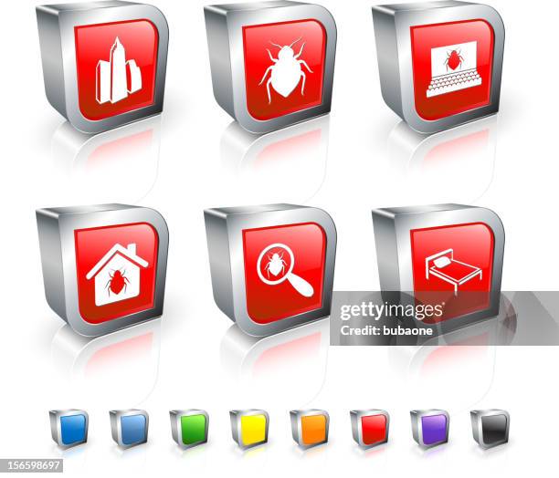 bedbug infestation 3d royalty free vector icon set - bed bug white background stock illustrations