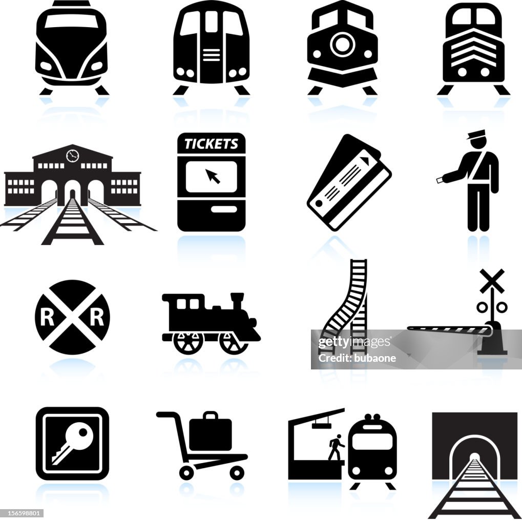 Bahnhof und Service Schwarz & weißen icon-set