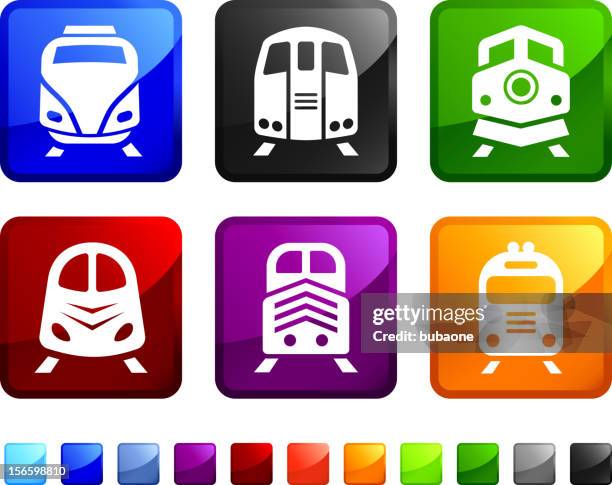 train and railroad royalty free vector icon set stickers - fast train stock illustrations