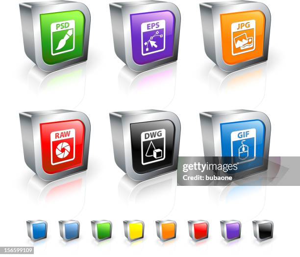 computer files 3d vector icon set with metal rim - animated gif stock illustrations