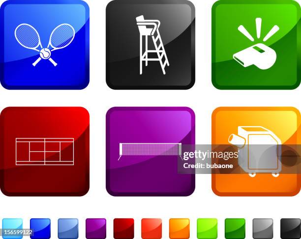tennis court royalty free vector icon set - tennis net white background stock illustrations