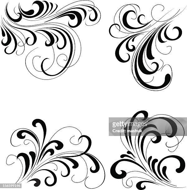 ornament - black and white flower tattoo designs stock illustrations