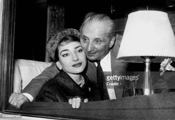 Undated photo of famous American singer of Greek origin Maria Callas and her husband Giovanni Battista Meneghini.