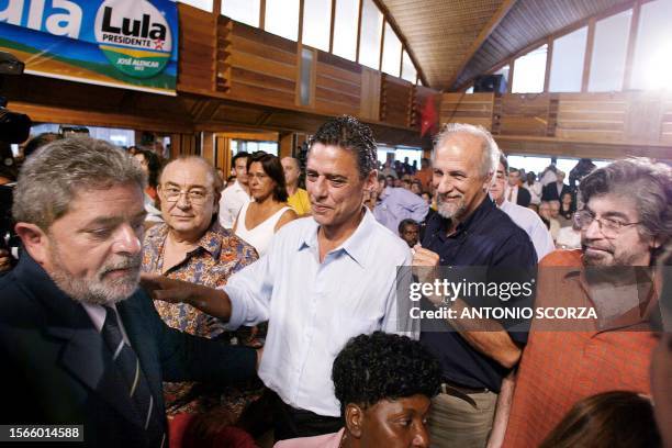 During a meeting with intellectuals and artists from Rio de Janeiro, Luis Inacio Lula Da Silva, presidential candidate of Brazil for the Worker's...