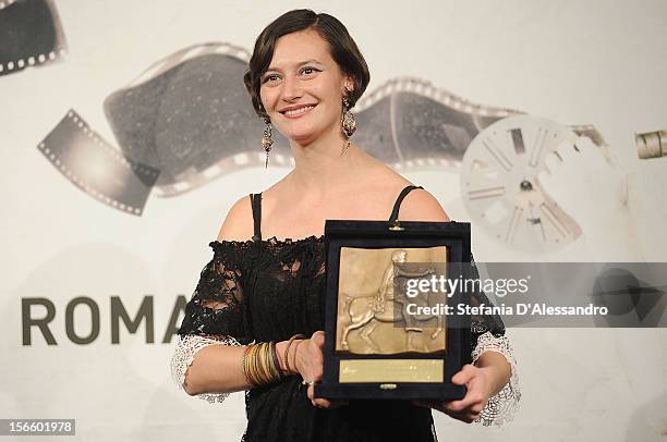 Ana-Felicia Scutelnicu poses with his Special Mention during the Award Winners Photocall on November 17, 2012 in Rome, Italy.