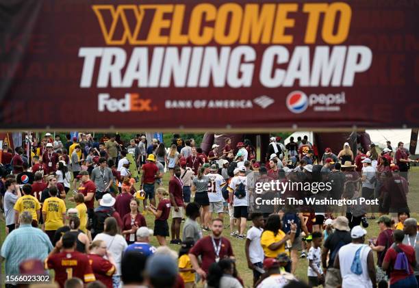 Big crowd showed up during day four at the Washington Commanders training camp at Commanders Park on July 29, 2023 in Ashburn, VA.