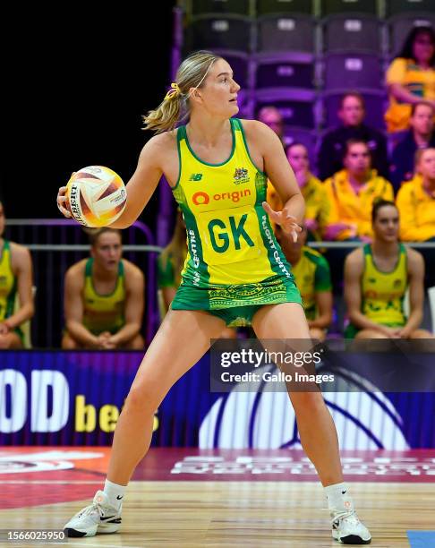 Courtney Bruce of Australia during the Netball World Cup 2023, Pool F match between Australia and Scotland at Cape Town International Convention...
