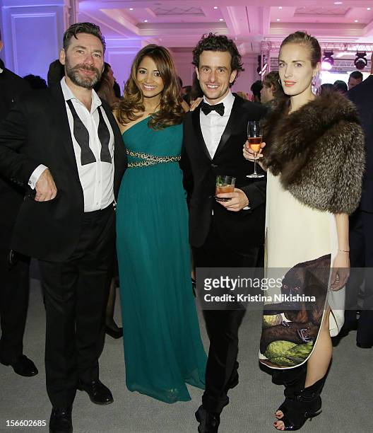 Mat Collishaw, Katy Wickremesinghe, Hamish Jenkinson and Polly Morgan arrive at the launch of the Four Seasons Hotel, Baku on November 17, 2012 in...