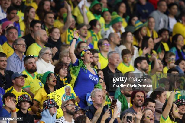 Fans as Brazil plays France at the FIFA Women's World Cup Australia & New Zealand 2023 at Brisbane Stadium on July 29, 2023.