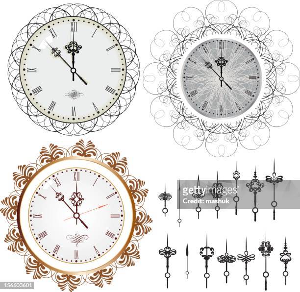 old clock - midnight stock illustrations