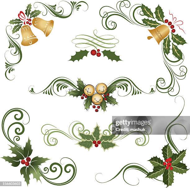 Color Holly Design Design For Golden And Green Holly Ornaments High-Res Vector Graphic ...