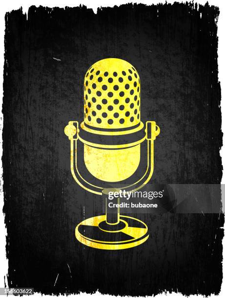 microphone on royalty free vector background - gold microphone stock illustrations