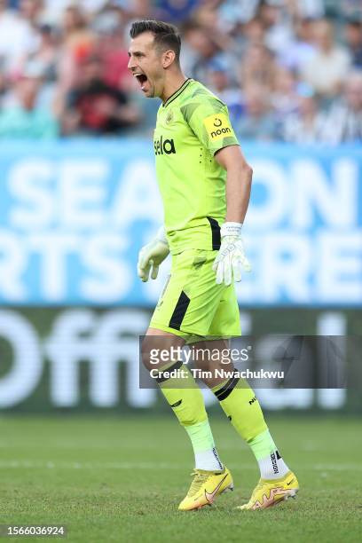 Martin Dúbravka of Newcastle United reacts in the first half during a Premier League Summer Series match between Aston Villa and Newcastle United at...