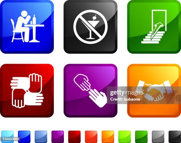 drinking problem and rehab royalty free vector icon set - glass staircase stock illustrations