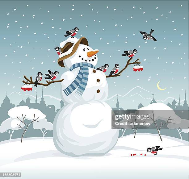 snowman - blue snowman stock illustrations