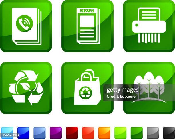 paper recycling vector icon set - paper shredder on white stock illustrations