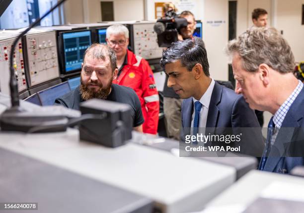 Prime Minister Rishi Sunak and Secretary of State for Scotland Alister Jack during a visit to Shell St Fergus Gas Plant in Peterhead, for the...