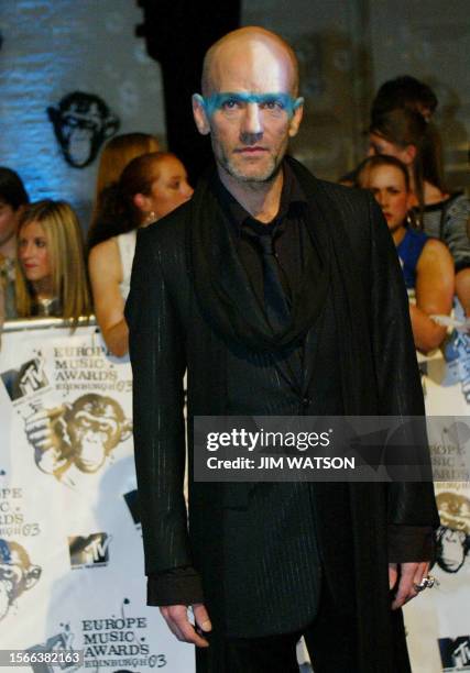 Michael Stipe, lead singer for REM, arrives at the MTV Europe Music Awards 06 November, 2003 in Edinburgh, Scotland. AFP PHOTO/JimWATSON