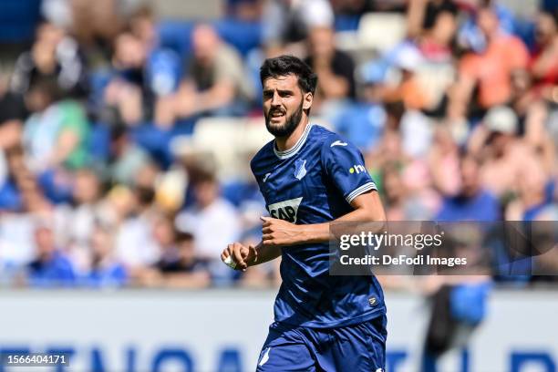 Florian Grillitsch of TSG 1899 Hoffenheim Looks on during the pre-season friendly match between TSG Hoffenheim and Rangers at PreZero-Arena on July...