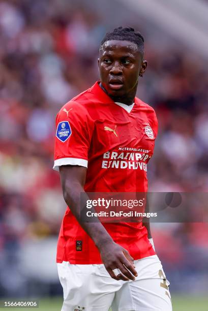 Johan Bakayoko of PSV Eindhoven looks on during the Pre-Season Friendly match between PSV Eindhoven and Nottingham Forest at Philips Stadion on July...