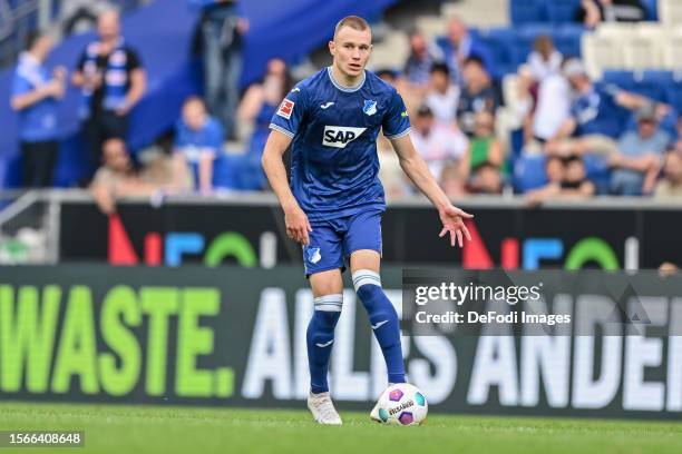 Attila Szalai of TSG 1899 Hoffenheim controls the Ball during the pre-season friendly match between TSG Hoffenheim and Rangers at PreZero-Arena on...