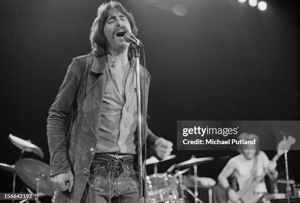 American singer Chuck Negron performing with American rock group Three Dog Night at the Sundown, Edmonton, London, 6th October 1972.