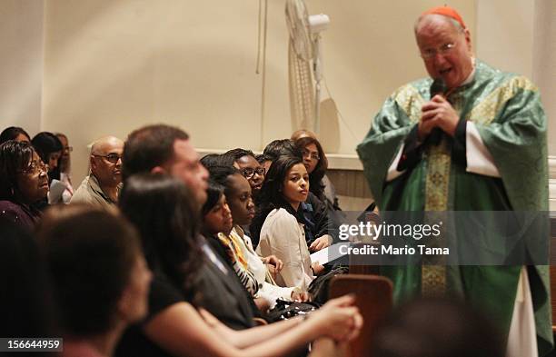 Cardinal Timothy Dolan , Archbishop of New York, leads anniversary Mass at Immaculate Conception parish on November 17, 2012 in the Staten Island...