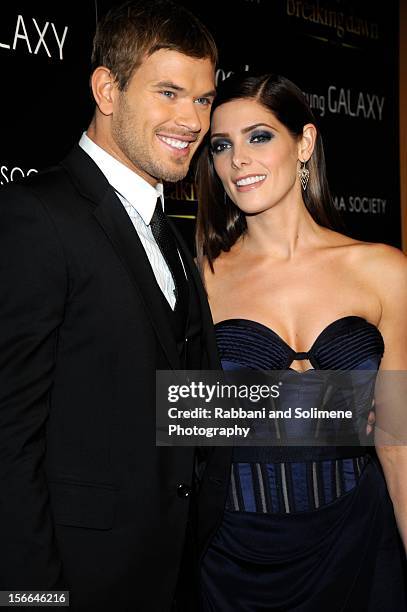 Kellan Lutz and Ashley Greene attends the Cinema Society with The Hollywood Reporter and Samsung Galaxy screening of "The Twilight Saga: Breaking...