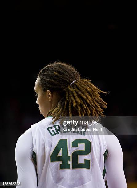 Brittney Griner of the Baylor University Bears walks down the court against the University of Kentucky Wildcats on November 13, 2012 at the Ferrell...