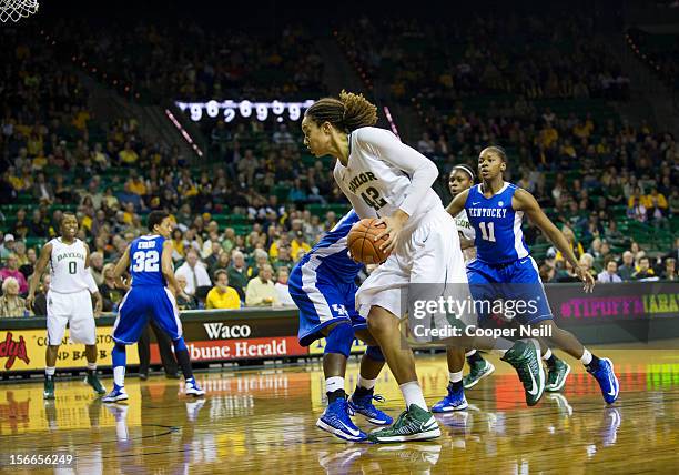 Brittney Griner of the Baylor University Bears drives to the basket against the University of Kentucky Wildcats on November 13, 2012 at the Ferrell...