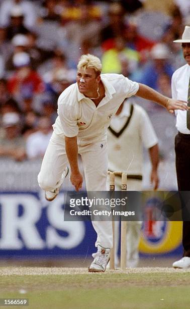 Shane Warne of Australia bowls during the 2nd Test match against the West Indies at the MCG in Melbourne, Australia. \ Mandatory Credit: Allsport UK...