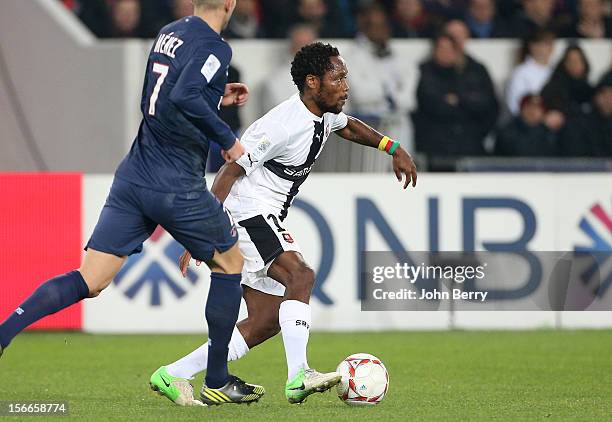 Jean Makoun of Rennes in action during the french Ligue 1 match between Paris Saint Germain FC and Stade Rennais FC at the Parc des Princes stadium...