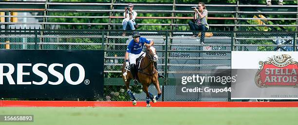 Sebastián Merlos of Pilara in action during a Polo match between Pilara and Alegria as part of the 119th Argentina Open Polo Championship tournament...