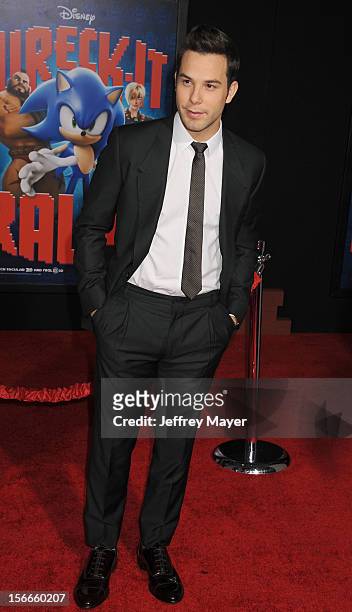 Skylar Astin arrives at the Los Angeles premiere of 'Wreck-It Ralph' at the El Capitan Theatre on October 29, 2012 in Hollywood, California.