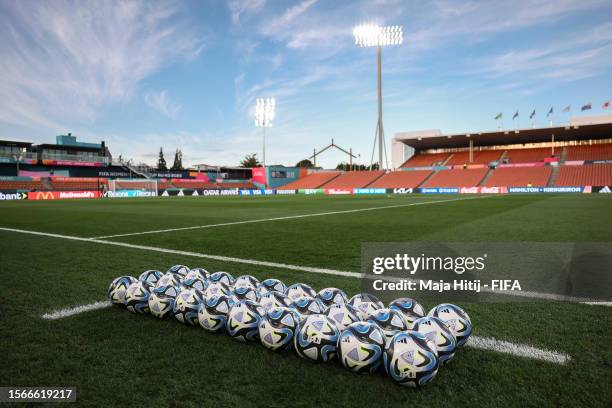 Adidas Oceaunz Women's World Cup 2023 match balls are seen prior to the FIFA Women's World Cup Australia & New Zealand 2023 Group C match between...