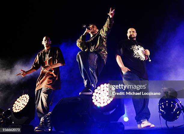 Arabian Knightz perform at Arab Hip Hop Concert during the 2012 Doha Tribeca Film Festival at Katara Sony Open Air Cinema on November 18, 2012 in...