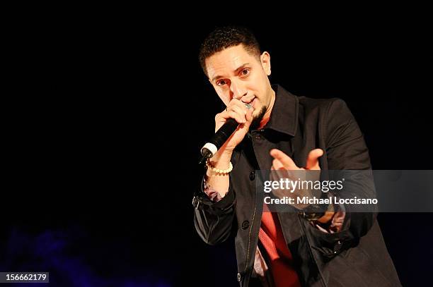 Omar Offendum performs at Arab Hip Hop Concert during the 2012 Doha Tribeca Film Festival at Katara Sony Open Air Cinema on November 18, 2012 in...