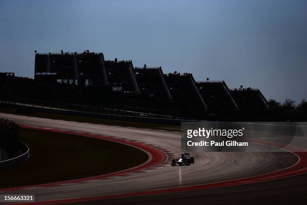 Sebastian Vettel of Germany and Red Bull Racing drives during the United States Formula One Grand Prix at the Circuit of the Americas on November 18,...